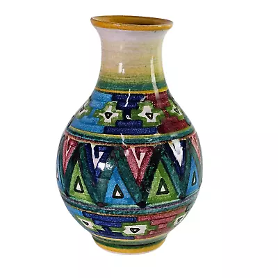 Vintage Mexican Ibarra La Paz Vase Ceramic Multicolor Mexico Signed • $35