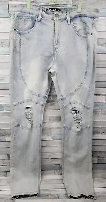 CDMG Co Mens Jeans 38x34 Moto Style Distressed Jeans Light Wash Vintage Style • $19.99