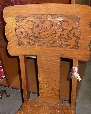 Antique  Chair   Hall  Side    Oak Pressed  Back Victorian  Vanity • $245