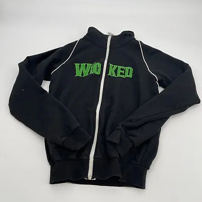 Wicked Womens Fleece Jacket Small Black Logo Casual Full Zip Music Knit Musical • $19.99