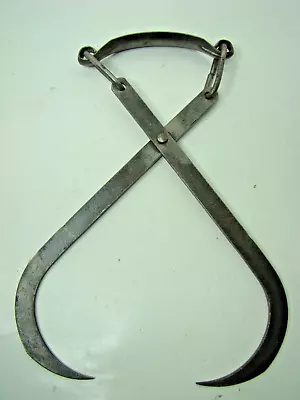 Vintage 12” Wrought Iron Ice Block  Carrier Tongs Farm. Rusty • $24.25