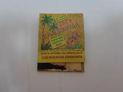 Vintage  Matchbook  Joe's Zamboanga COCKTAIL ROOM Tiki LOS ANGELES • $42.75