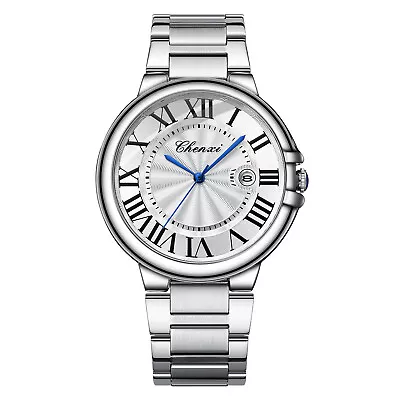Mens Waterproof Analog Quartz Date Watch Roman Numerals Dial Business Wristwatch • $18.59