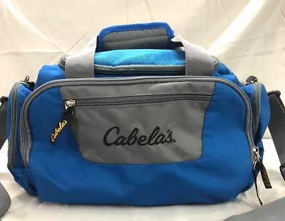 CABELA'S Blue CANVAS Zip MULTI POCKETS Outdoor/Travel TACKLE CATCH-ALL GEAR BAG • $12