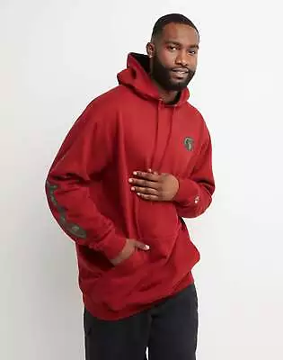 Champion Hoodie Mens Sweatshirt Big & Tall Fleece Camo Script Logo Relaxed Fit • $31.99