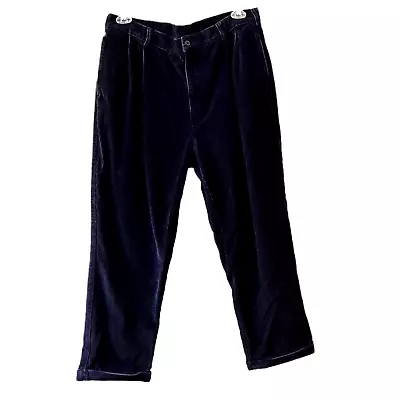 Vintage 90s Y2K JosABank Wide Wale Corduroy Pants Loose Baggy Black Men's 38x30 • $17.97
