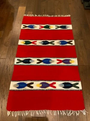$99 • Buy Oaxacan Zapotec Rug Vibrant Colors Hand Loomed Wool Art Mexican Reversible  7x4