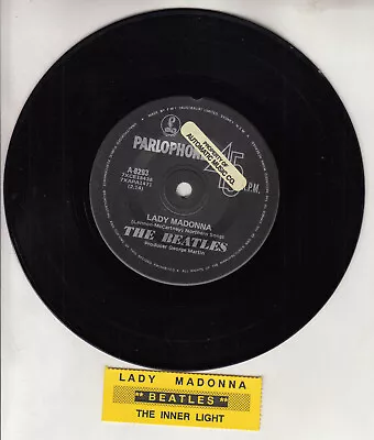 THE BEATLES  Lady Madonna & The Inner Light 7  45 Record + Juke Box Title Strip • $27.99