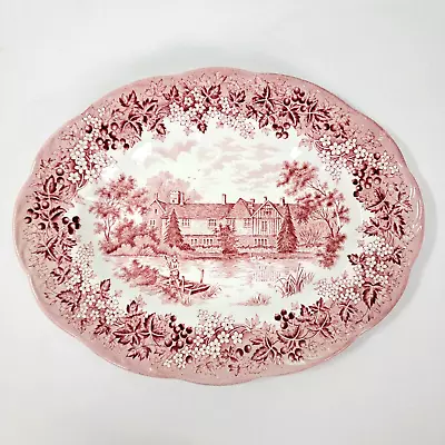 Serving Platter Romantic England Ightham Mote J & G Meakin England Pink Red 12  • $19.99