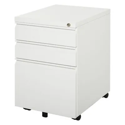 Mobile Vertical File Cabinet Lockable Metal Cabinet With 3 Drawers Vinsetto • £72.99