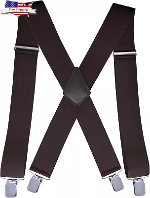2Inch Men'S Heavy Duty Suspenders With Strong Clips Adjustable X-Back For Work J • $14.13