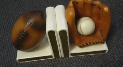 Vintage Ceramic Bookends Baseball & Football • $4.39
