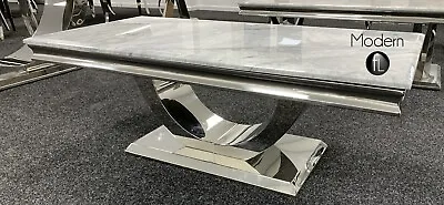 £399.99 • Buy New Wave Coffee Contemporary Table With Grey Marble Top And Chrome Curved Base