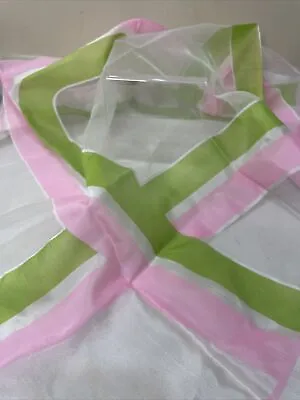 Vintage Sheer Square 24” Square Pastel Green Pink Geometric Scarf Wrap Japan • $6