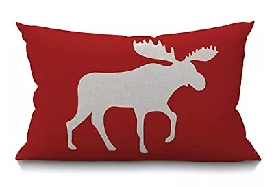 Moose Farmhouse Oblong Rectangle Throw Pillow CaseAbstract Animal Beast Md019 • $20.23