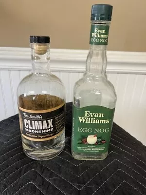 Lot Of 2 Tim Smith's Climax Moonshine Evan Williams Bourbon Empty Bottle • $9.99