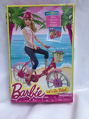 NIB Barbie “Let’s Go Bike!” Includes Bike Helmet Shoes & Basket Mattel • $25