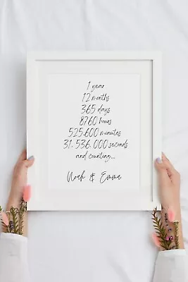 £5.49 • Buy First 1st Wedding Anniversary Gift Personalised One Year Paper Present Mr & Mrs 