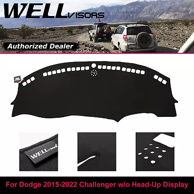 Suede Dash Mat Cover For 15-23 Dodge Challenger W/O HUD WELLvisors 3-777DG001 • $59.99