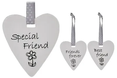 White Ceramic Hanging Friend Heart Best Friend Special Friend Friends Forever • £3.75