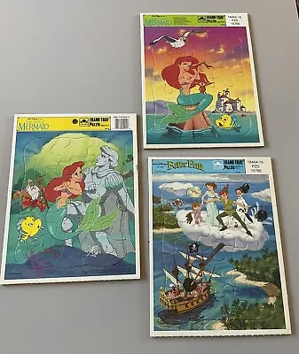 Vintage Golden Frame-Tray Puzzle Set Disney The Little Mermaid And Peter Pan • $21.99