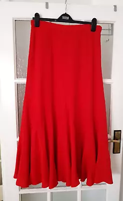 M&S PER UNA Long Maxi Flare Skirt In Red  Size 10   Excellent  Condition • £8