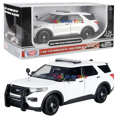 IN STOCK! 2022 Ford Explorer Police Diecast 1:24 Motormax Unmarked WHITE 76988 • $19.99