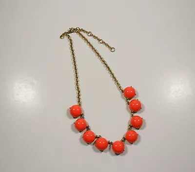 J. Crew Neon Fluorescent Orange Bubble Necklace  17-20  Signed Jewelry • $12.99