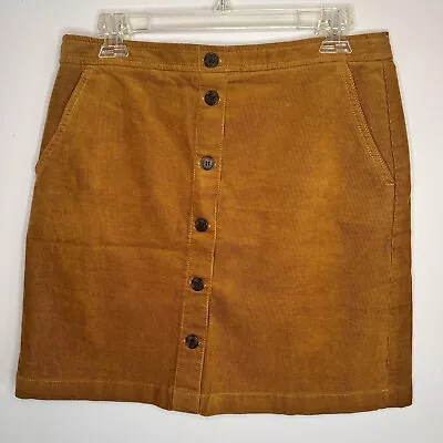 J. Crew Womens Burnt Sienna Corduroy  Button Front Skirt Size 8 • $20