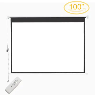 100  Electric Motorized Projector Screen Ceiling/Wall Mounted Home Cinema+Remote • £79.95