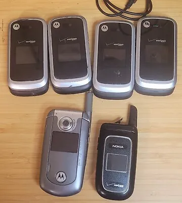 6 Flip Phone Cell Phone Lot Motorola W766 E815  Nokia 2366i For Parts Untested • $48