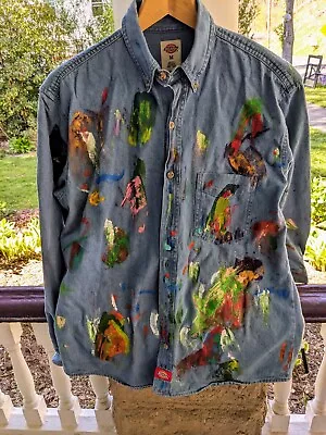 Dickies Jean Denim Button-Up Art Shirt*Medium*Broken-In*Vintage • $24.99