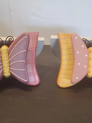 2X BUTTERFLY SHELVES Home Interiors For Kids Pastel Real Painted Wood Open Box • $30