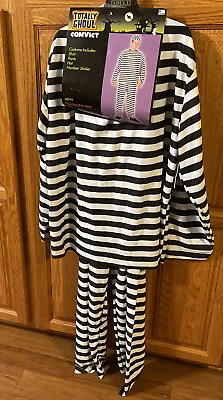 Totally Ghoul Adult Mens Prisoner Convict Jailbird Halloween Costume New 2piece • $18.90