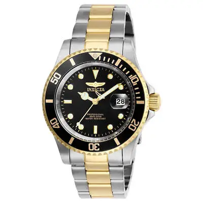 Invicta Men's Watch Pro Diver Quartz Black Dial Yellow Two Tone Bracelet 26973 • $57.99