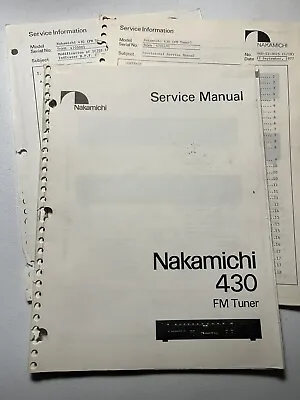 Nakamichi 430 FM Tuner Service Manual Original Genuine OEM Vintage • $19.99