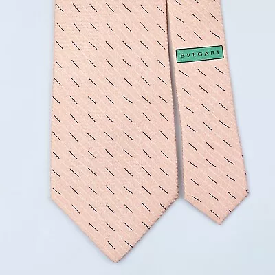 BVLGARI BULGARI TIE Striped On Light Pink 7 Fold  Silk Necktie • $24.99