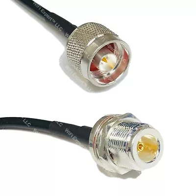 Times Microwave LMR195 N MALE To N FEMALE Bulkhead Coaxial RF Pigtail Cable USA • $13.71