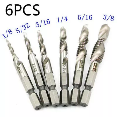 6PCS 1/4 Hex Shank High Speed Steel Spiral Screw Thread Taps Drill Bit Tool • $12.78