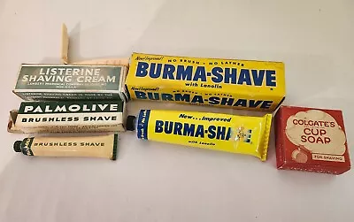 Vintage Burma Shave & Palmolive Shaving Cream + Listerine Box • $17.50