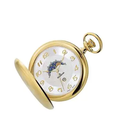 Dugena 4460306 Savonette Pocket Watch With Chain Date Moon Phase • $199.81