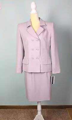 Amanda Smith 2-piece Suit Sz 8 Double Breasted Jacket & Skirt Pale Lavender • $49.99