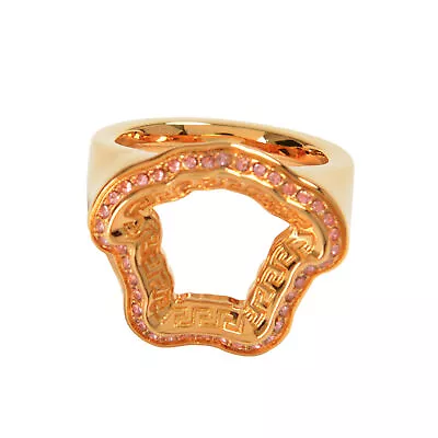 Versace Gold Color Metal Embellished Medusa Head Ring Sz 17 • $289.99