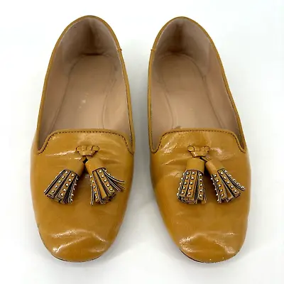 Zara Trafaluc Women Shoes Loafers Size 38 EU 7.5 US Mustard Tassels Leather READ • $14.99