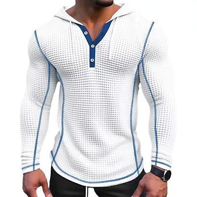 Casual Men Hoodie Slim Fit Sweatshirt Stylish Men's Waffle Cotton With Button • $21.64