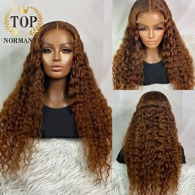 Deep Curly Brown 13x6 Lace Front Wigs Remy Indian Human Hair Wig Preplucked • $268.56