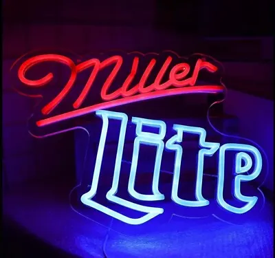 Miller Lite Neon Sign Light Lamp Beer Bar Decor Wall LED Man Cave Miller Lite • $62.99