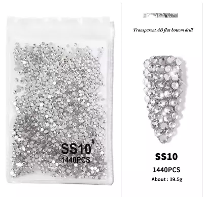 1440pcs Crystal Nail Art Rhinestones FlatBack Glitter Diamond 3D Tips Decoration • $4.95