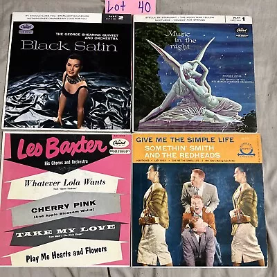 $11.48 • Buy Lot Of 4 Black Satin Les Baxter Redhead 45 EP VINYL Estate Sale 50’s 60’s LOT 40