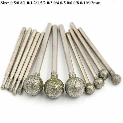 0.5 - 12mm Ball Round Diamond Burr Drill Bit 2.35/3mm Shank For Dremel Engraving • $4.71